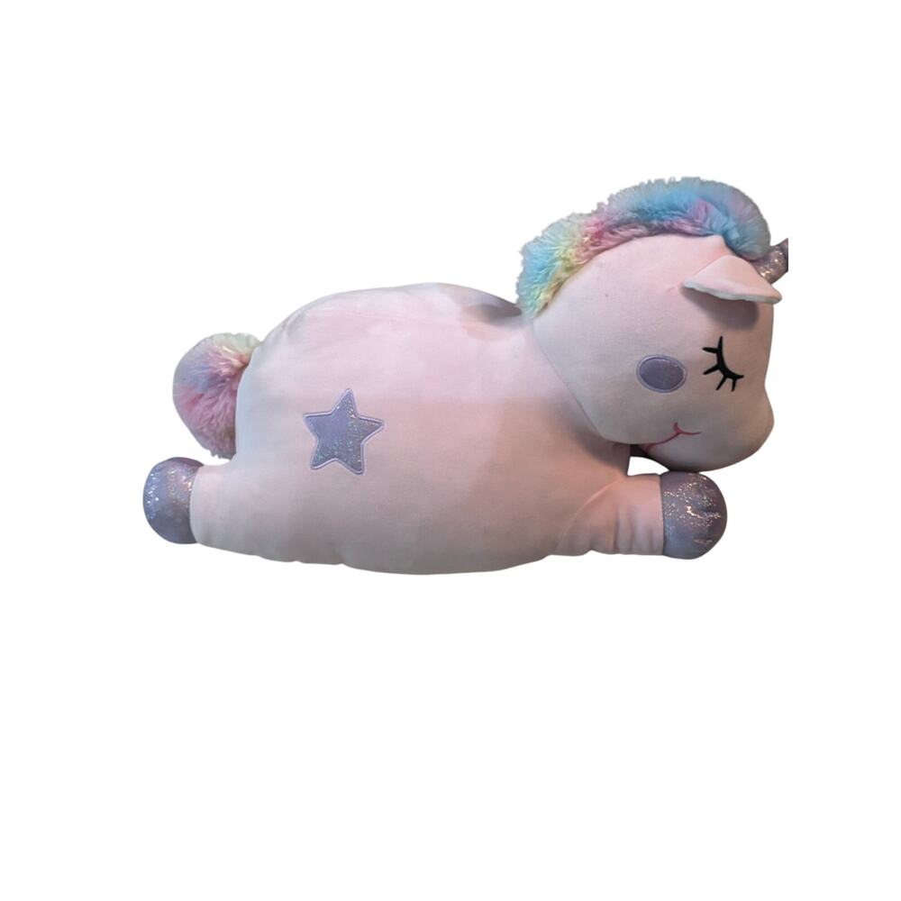 Memebers Mark plush super soft unicorn pink pillow 24” long euc decoration only
